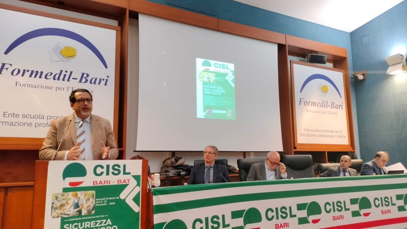 Sicurezza sul lavoro, assemblea Rls Cisl Bari e Bat, Castellucci: basta retorica