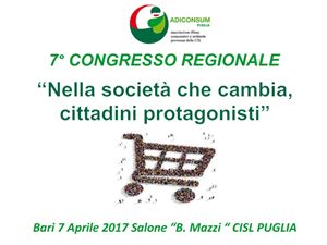 IL 7 APRILE A BARI IL VII CONGRESSO DELL’ADICONSUM PUGLIA