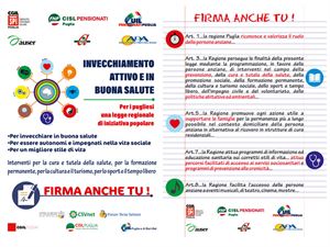 ‘Invecchiamento attivo’: Cgil Cisl Uil di Foggia presentano la Proposta di legge di iniziativa popolare