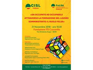 Lavoro in somministrazione: domani giornata di approfondimento della Cisl a Bari