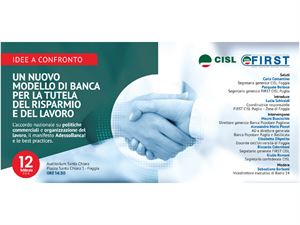 Nuovo modello di banca: tavola rotonda a Foggia organizzata da Cisl e First Cisl