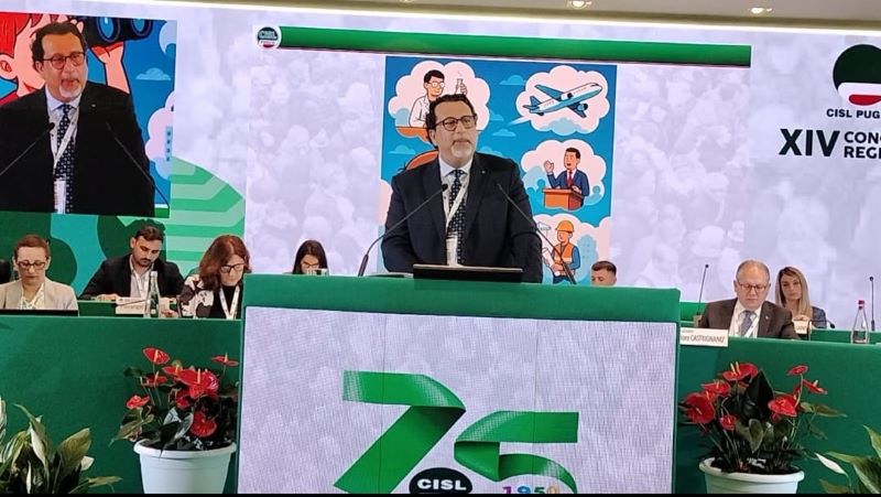 XIV congresso Cisl Puglia, Castellucci: sviluppare politiche di crescita economica e inclusione sociale